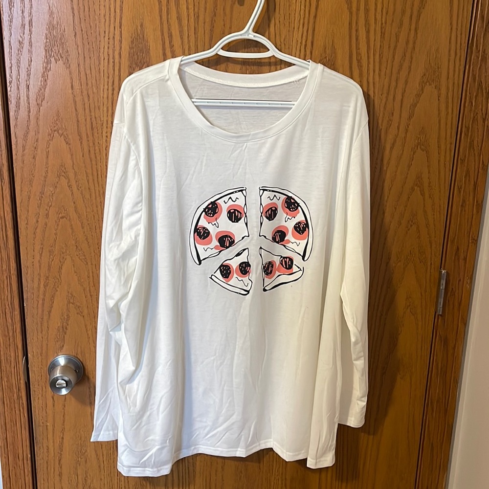Peace, Love, & Pizza! Long sleeved shirt.